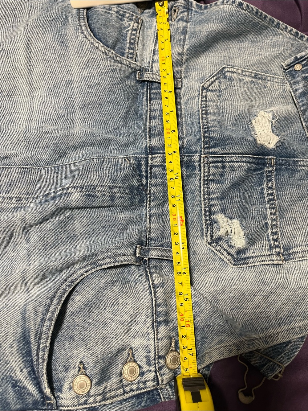We The Free Light Blue Distressed Denim Overalls